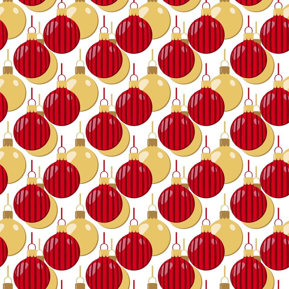 motif de ballons de noël à rayures rouges et or avec ruban pour emballage festif vecteur