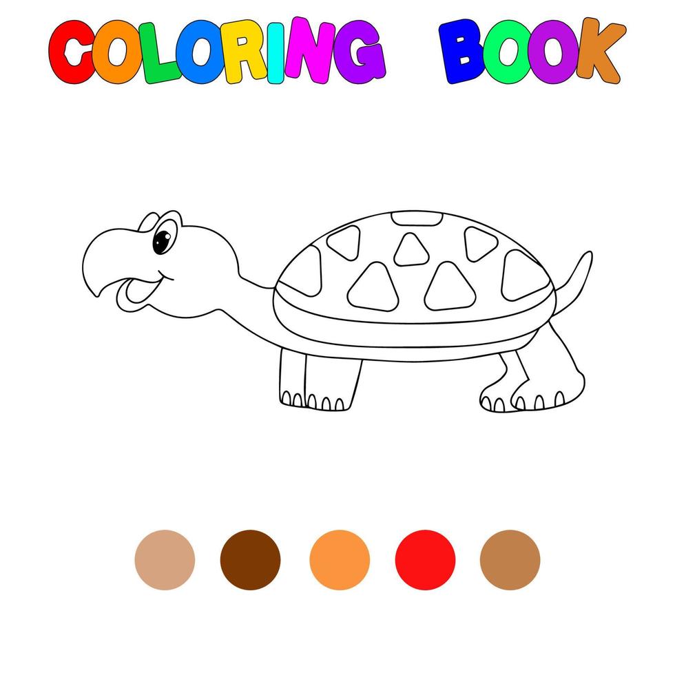 livre de coloriage avec une tortue. page de coloriage pour les enfants. jeux éducatifs pour les enfants d'âge préscolaire. feuille de travail. vecteur