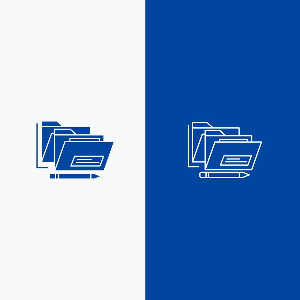 dossier de fichiers date de sécurité ligne et glyphe icône solide bannière bleue ligne et glyphe icône solide bannière bleue vecteur
