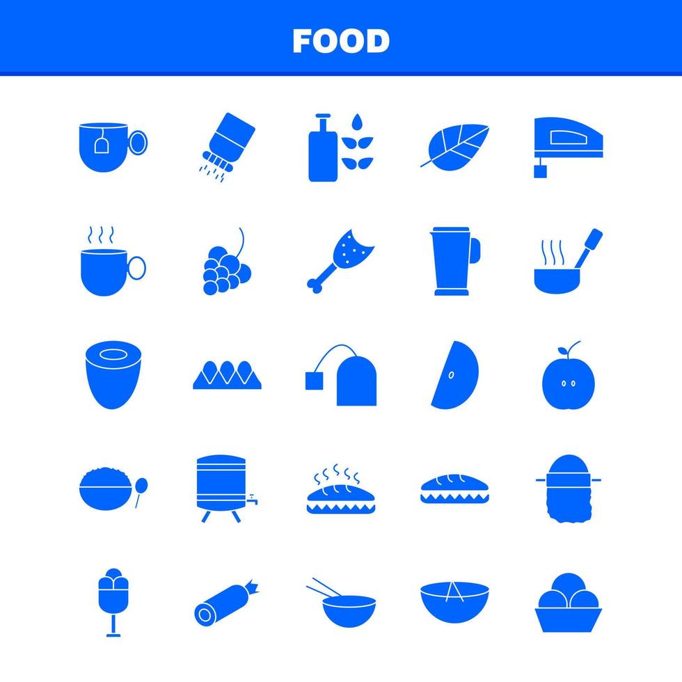 icônes de glyphe solide de nourriture définies pour l'infographie le kit uxui mobile et la conception d'impression incluent le pot de cuisson des repas de nourriture bouilloire thé collection de repas de nourriture infographie moderne logo et pictogramme vecteur