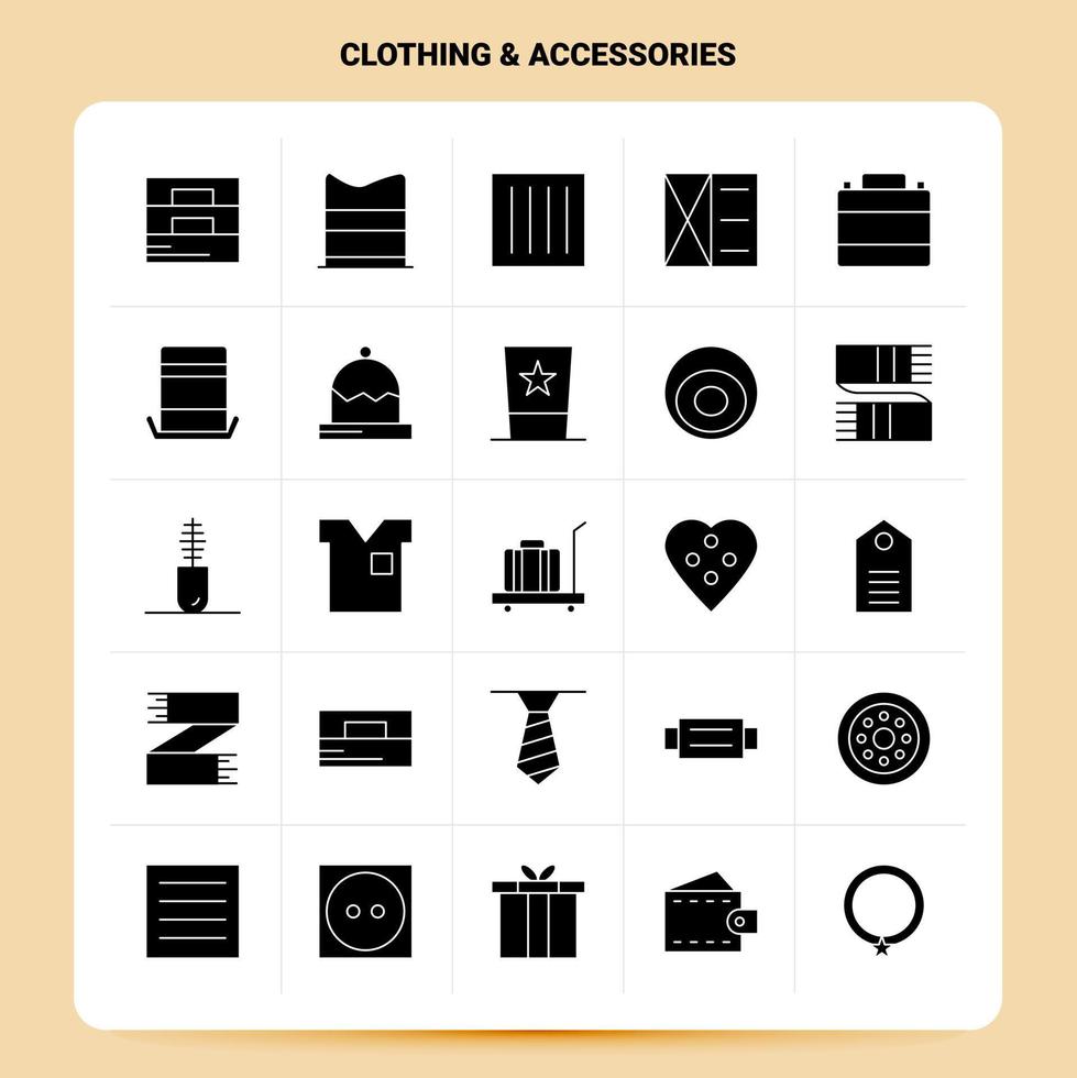 ensemble d'icônes d'accessoires vestimentaires solides 25 conception de style glyphe vectoriel icônes noires définies idées d'affaires web et mobiles conception illustration vectorielle