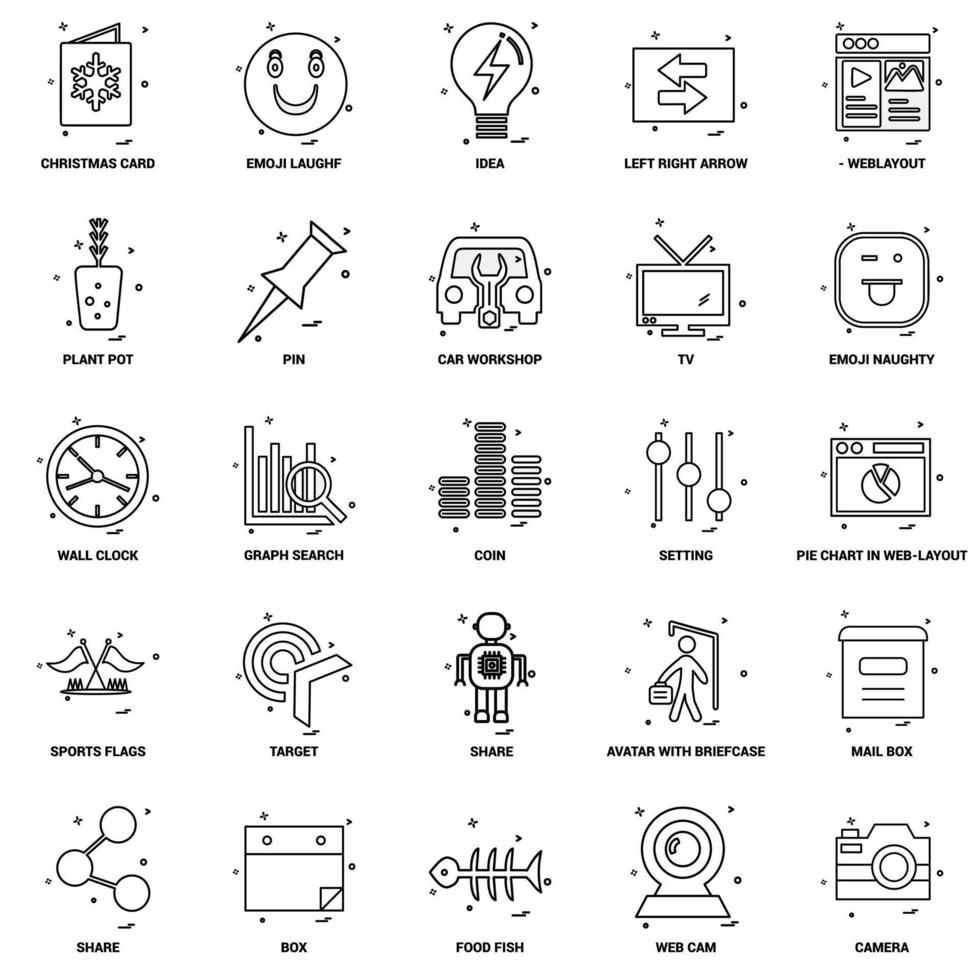 25 jeu d'icônes de ligne de mélange de concept d'entreprise vecteur