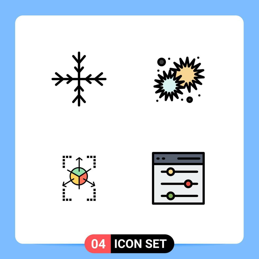 4 icônes créatives signes et symboles modernes de grille de neige soleil jour graphique éléments de conception vectoriels modifiables vecteur