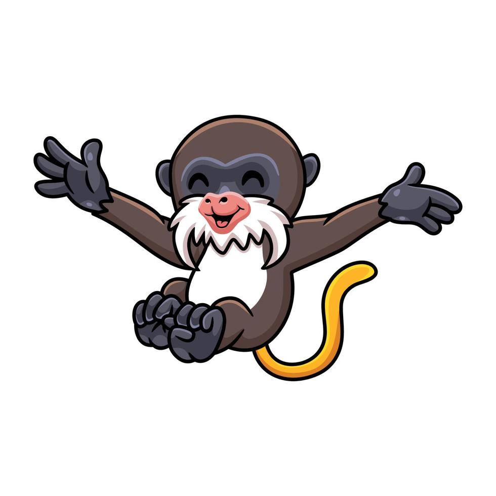 mignon petit dessin animé de singe tamarin posant vecteur