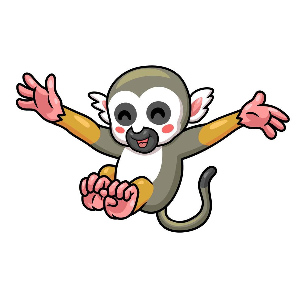 mignon petit dessin animé de singe écureuil sautant vecteur