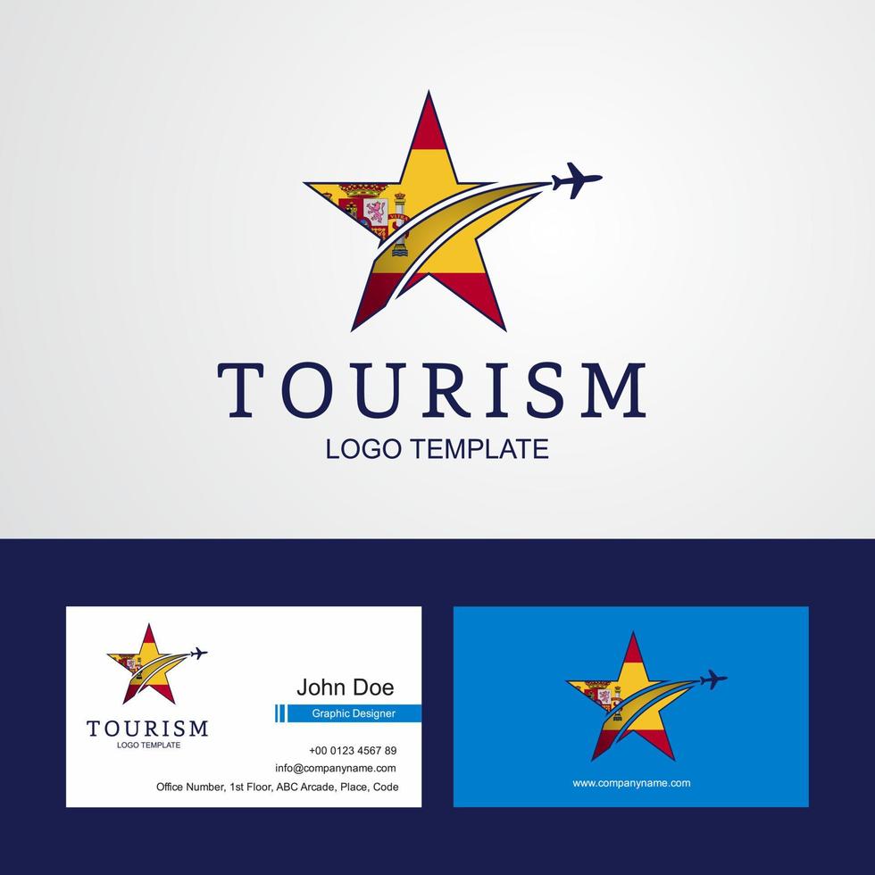 voyage espagne drapeau créatif star logo et conception de carte de visite vecteur