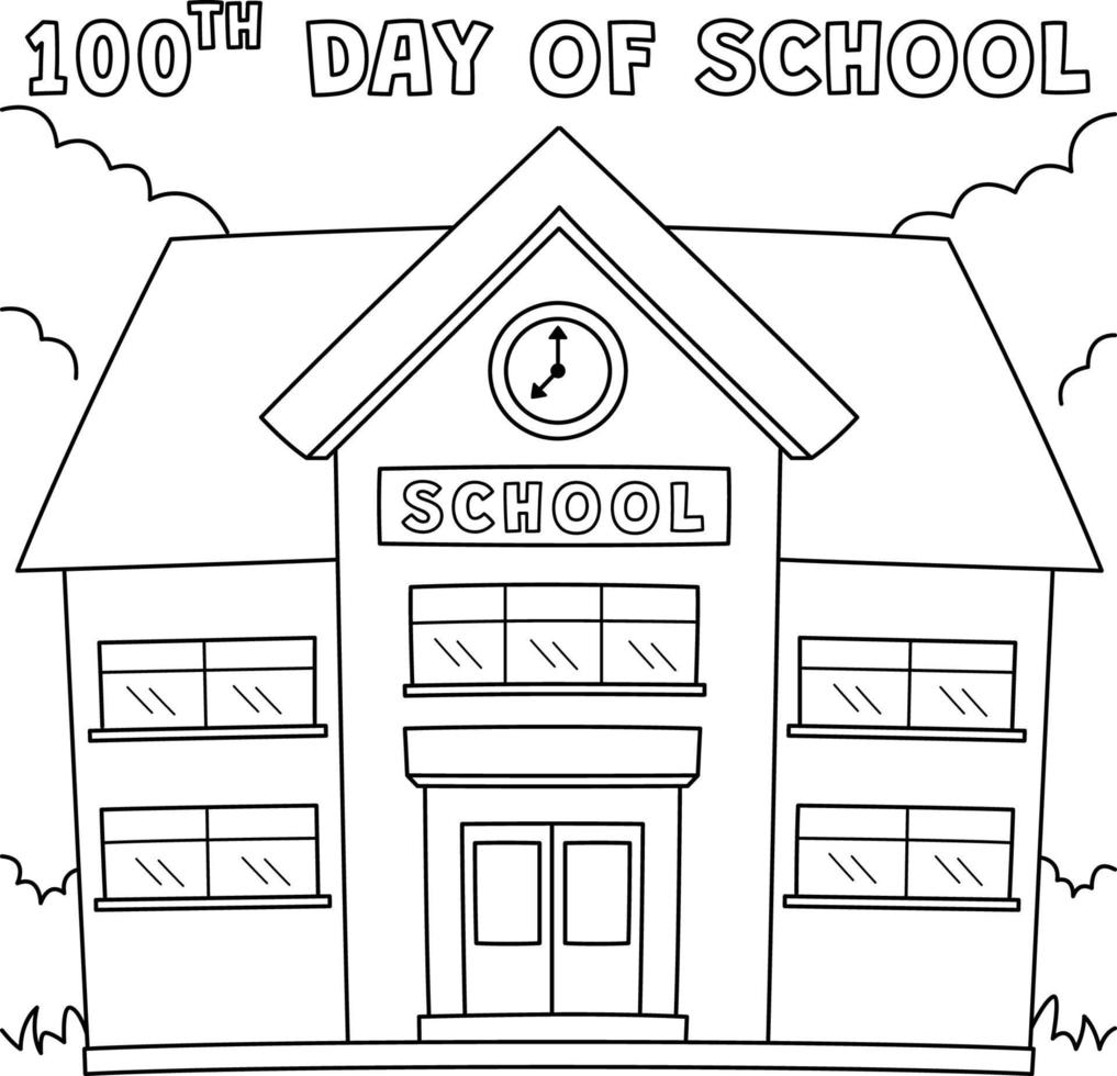 Coloriage 100e jour d'école pour les enfants vecteur