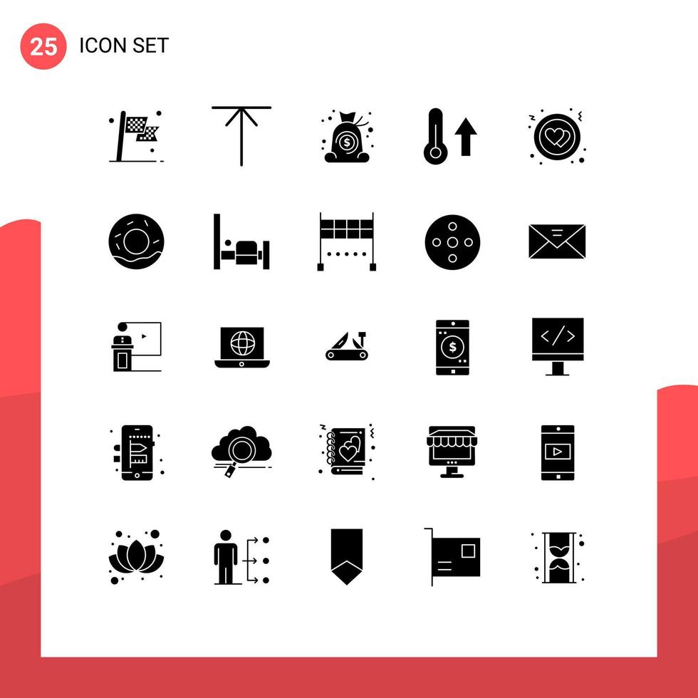 25 icônes créatives signes et symboles modernes de cercle thermomètre sac nature climat éléments de conception vectoriels modifiables vecteur