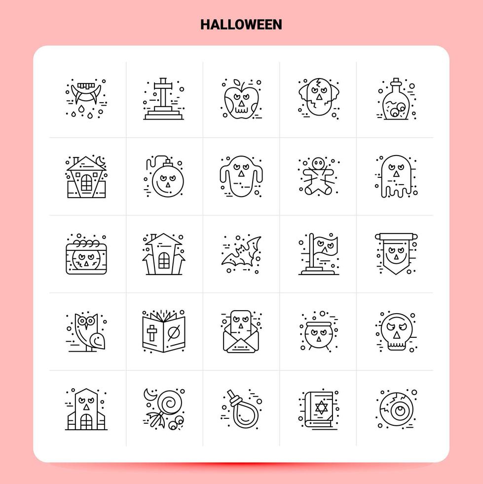 contour 25 halloween icon set vector line style design black icons set pictogramme linéaire pack web et mobile business ideas design vector illustration