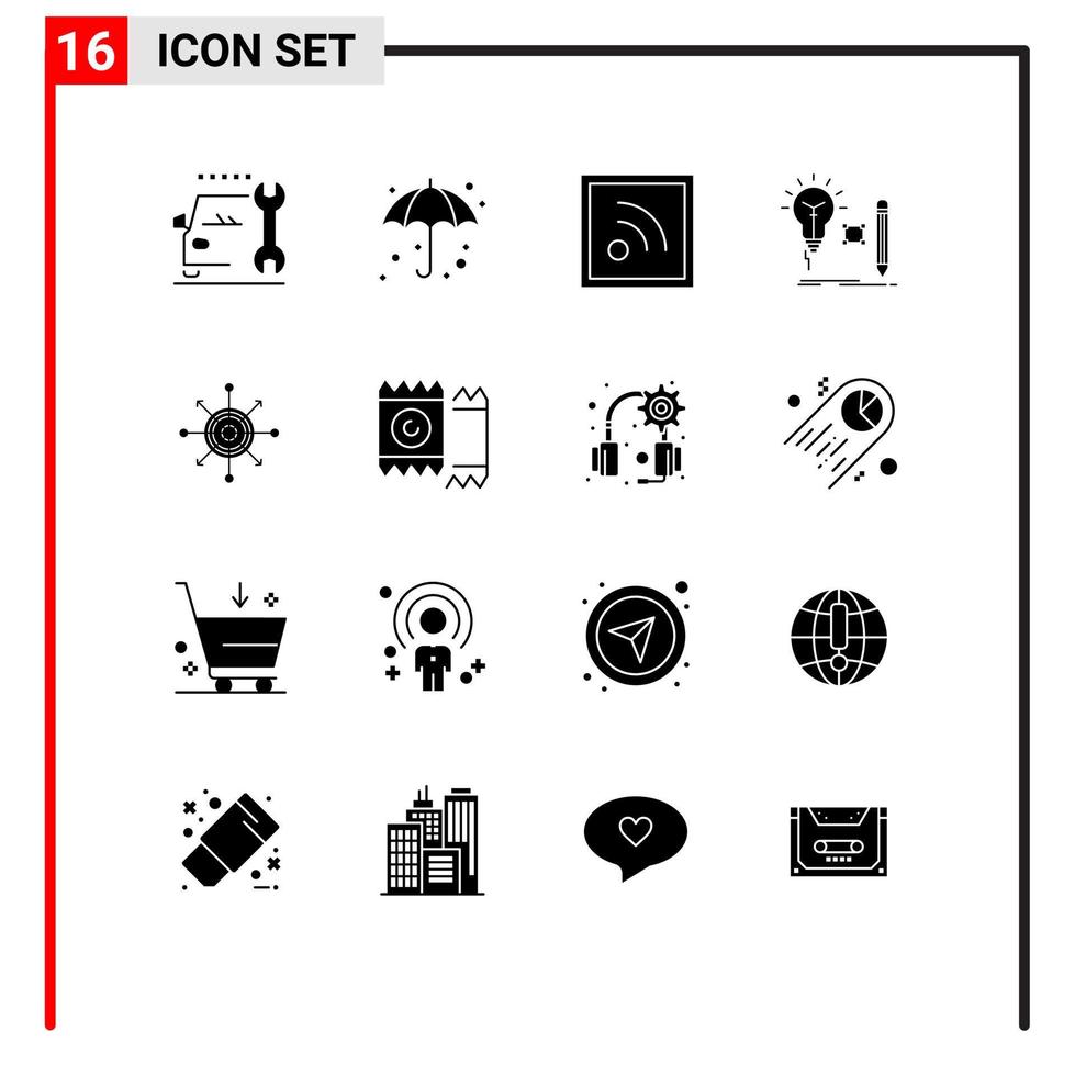 pack de 16 glyphes solides créatifs d'éléments de conception vectoriels modifiables vecteur