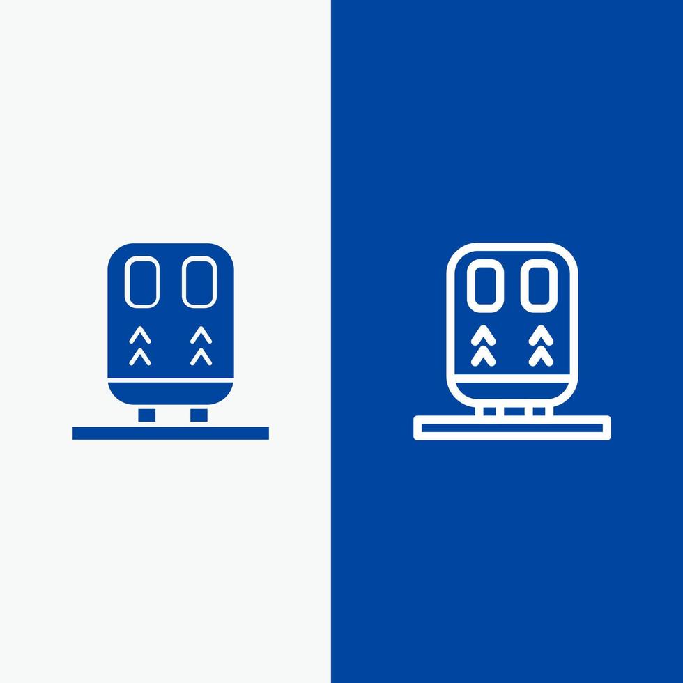 retour chemin de fer train transport ligne et glyphe icône solide bannière bleue ligne et glyphe icône solide bannière bleue vecteur