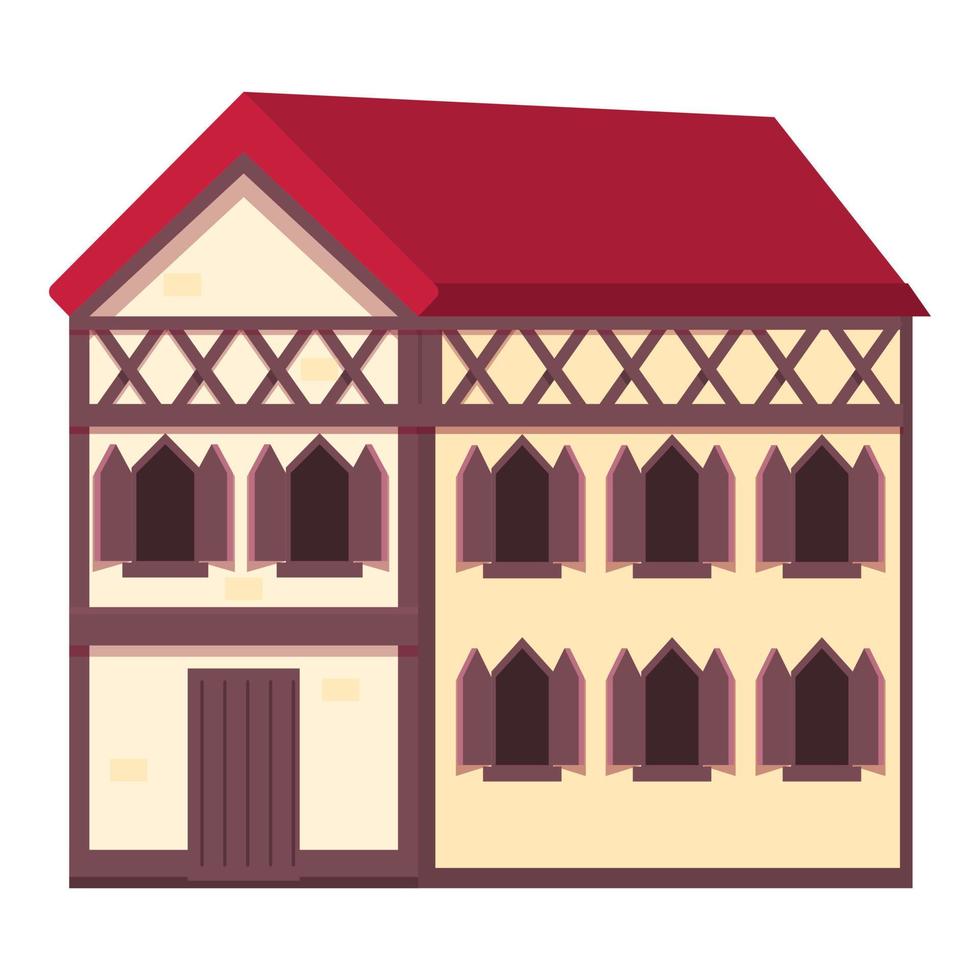 vecteur de dessin animé d'icône de maison médiévale. maison de ville