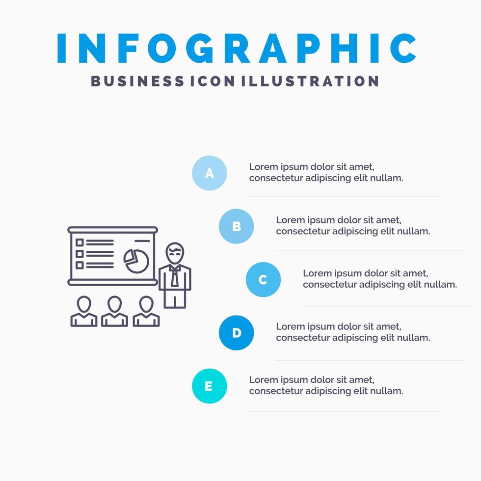présentation analytics graphique d'entreprise marketing personnes statistiques ligne icône avec 5 étapes présentation infographie fond vecteur