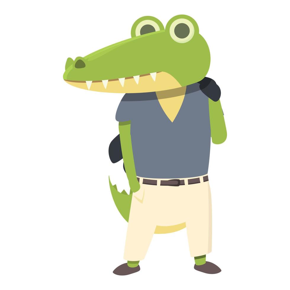 vecteur de dessin animé icône alligator étudiant. reptile de la jungle