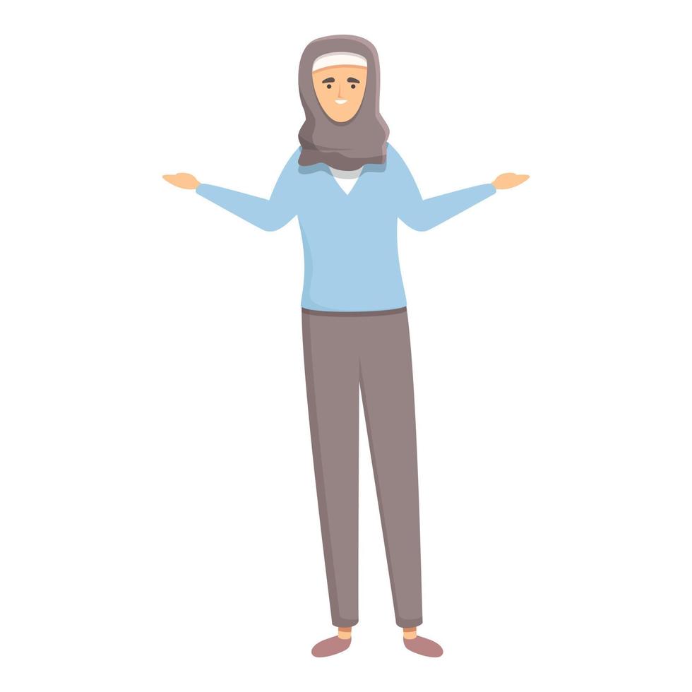 étudiant hijab fille icône vecteur de dessin animé. professeur arabe
