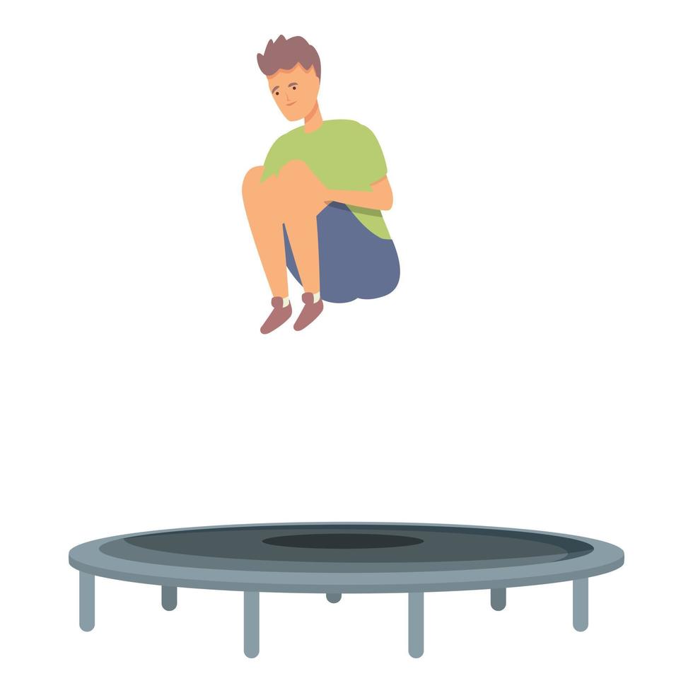 vecteur de dessin animé d'icône de trampoline de saut de garçon. éducation des enfants