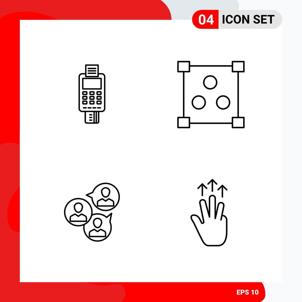 ensemble créatif de 4 icônes de contour universel isolé sur fond blanc fond de vecteur icône noire créative