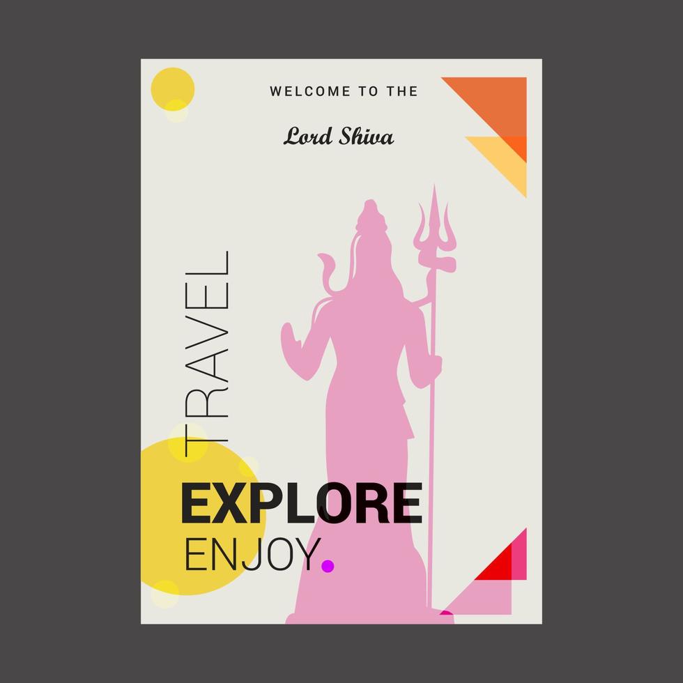 bienvenue au seigneur shiva inde explorez les voyages profitez du modèle d'affiche vecteur