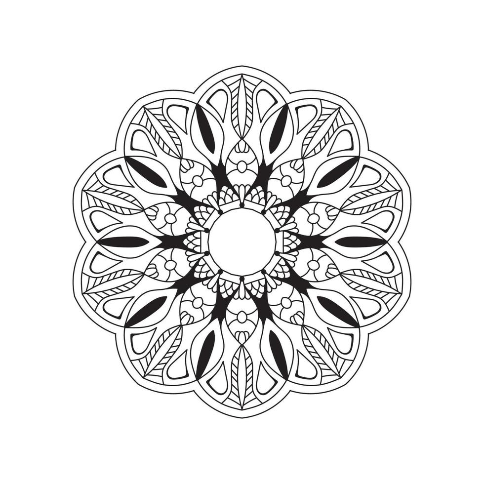 fond de mandala concept de design noir et blanc vecteur