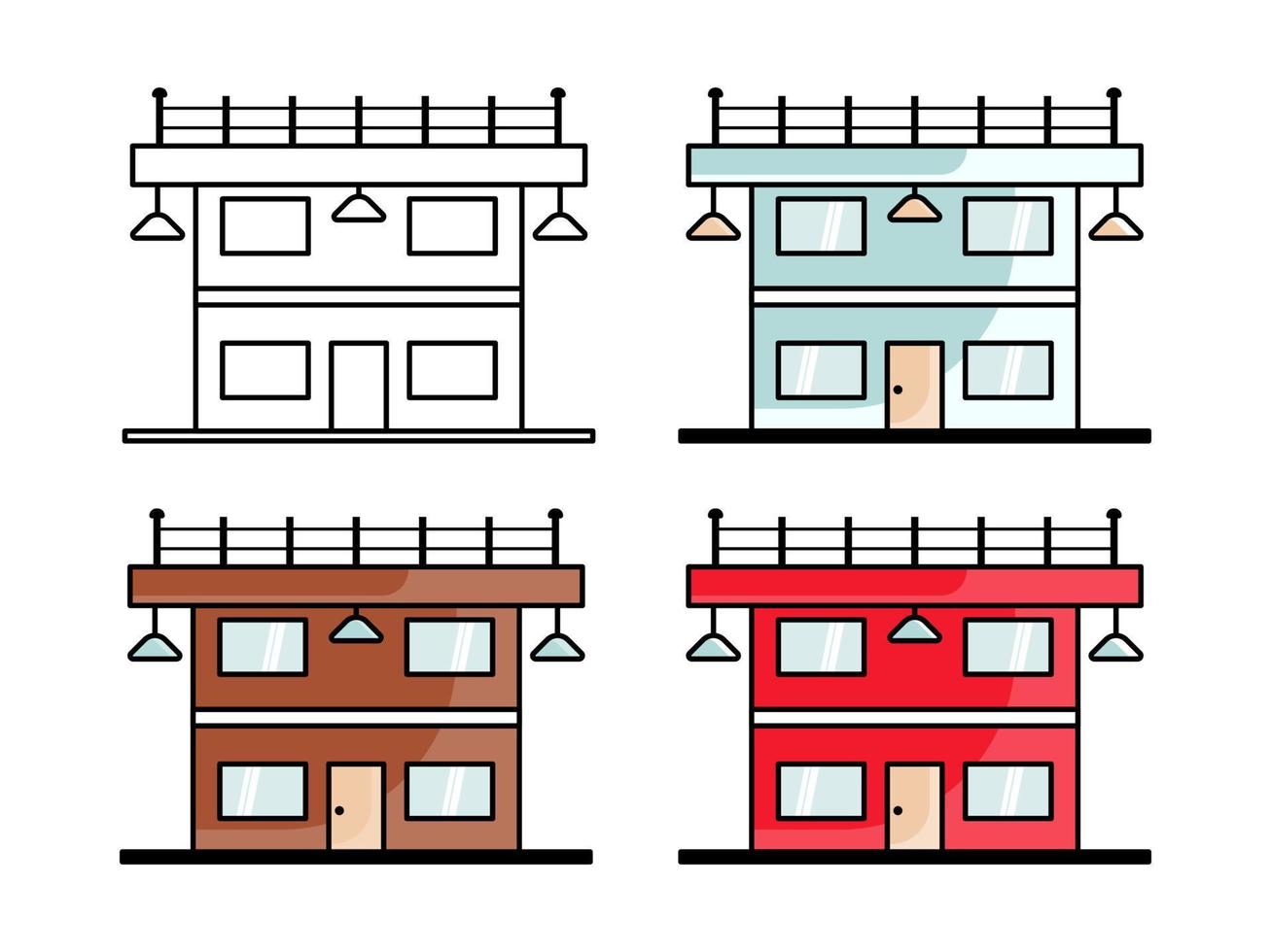 la conception graphique du bâtiment avec plusieurs couleurs convient pour compléter les besoins de conception tels que l'utilisation comme magasin ou autre chose vecteur
