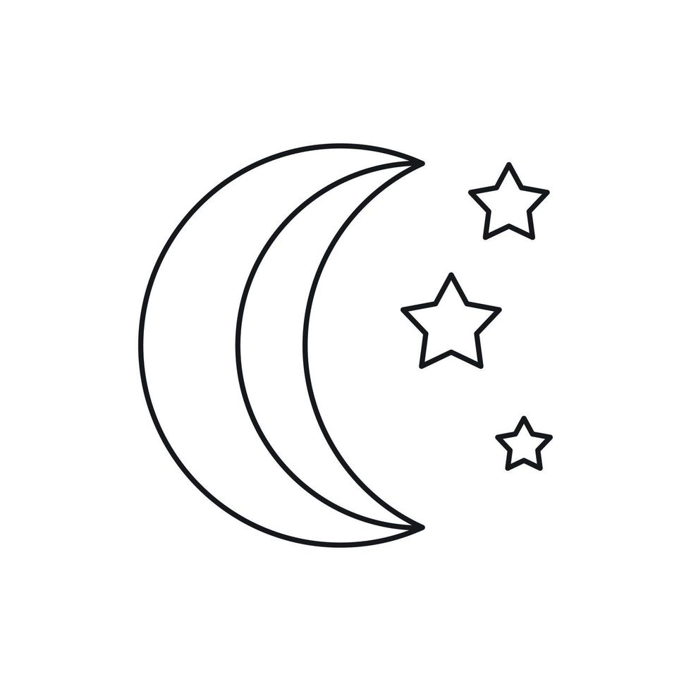 icône de la lune et des étoiles, style de contour vecteur