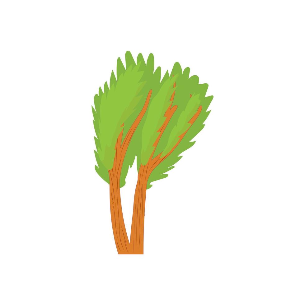 arbre avec icône de feuilles vertes, style cartoon vecteur