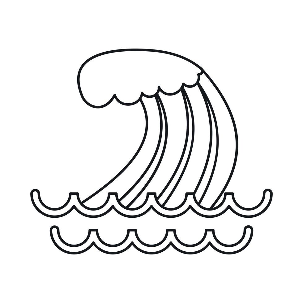 icône de vague de tsunami, style de contour vecteur