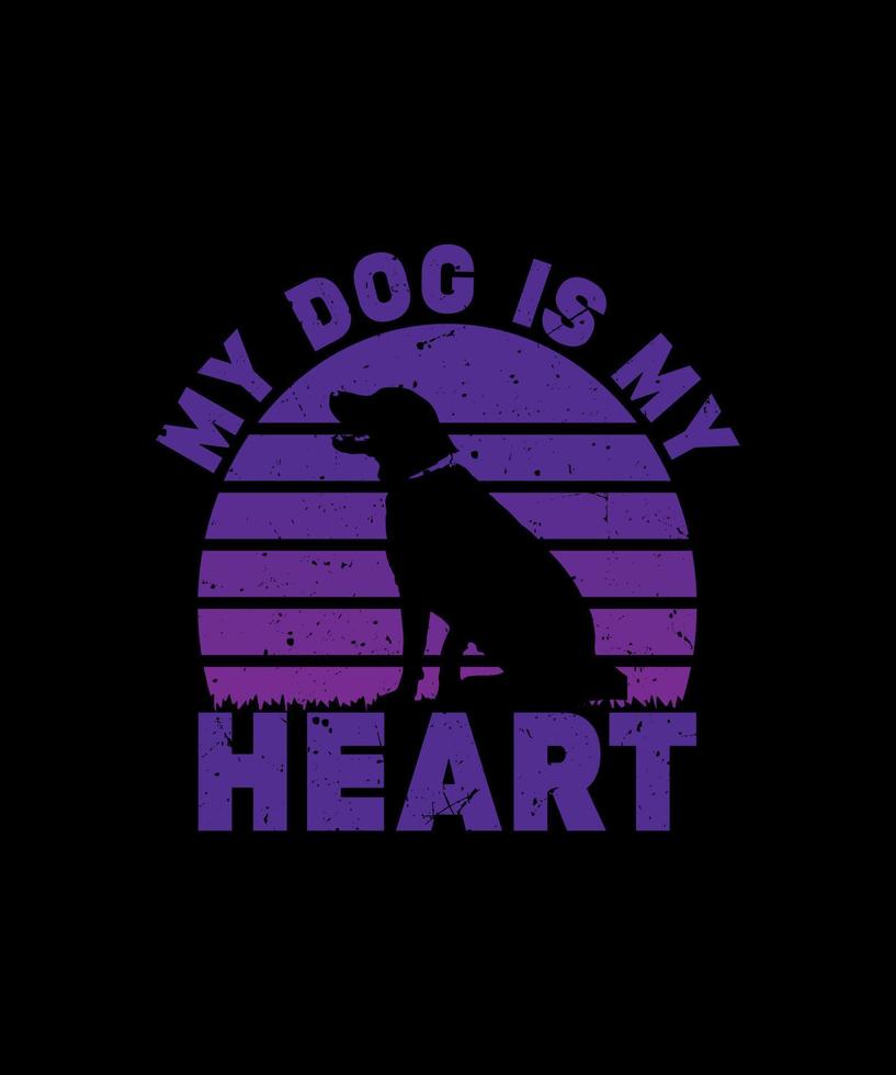 conception de t-shirt mon chien est mon coeur vecteur