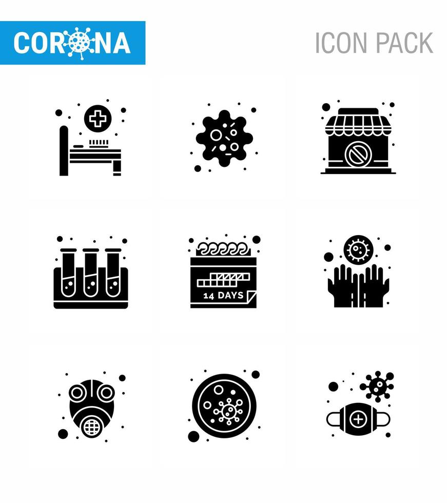 ensemble simple de covid19 protection bleu 25 icône pack icône inclus calendrier événement boutique date test coronavirus viral 2019nov maladie vecteur éléments de conception