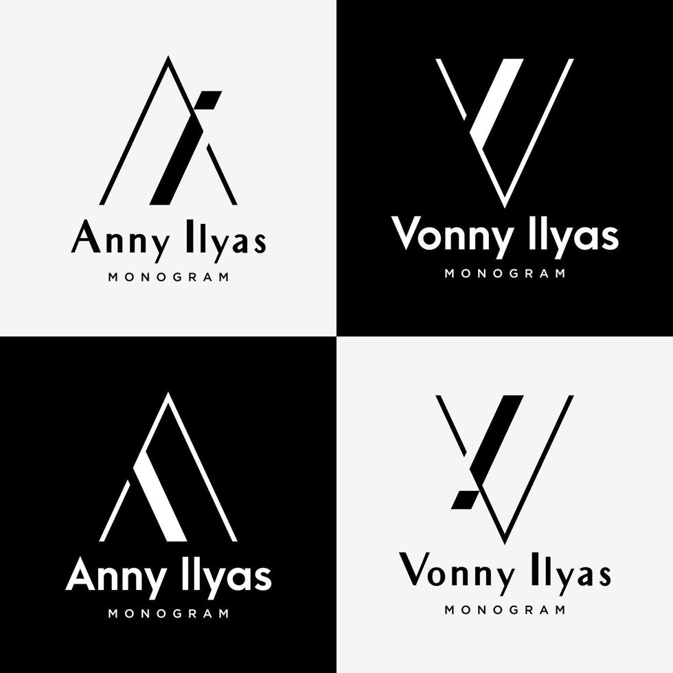 définir lettre a ai v iv monogramme icône luxe style ligne élégant mince marque identité logo design vecteur