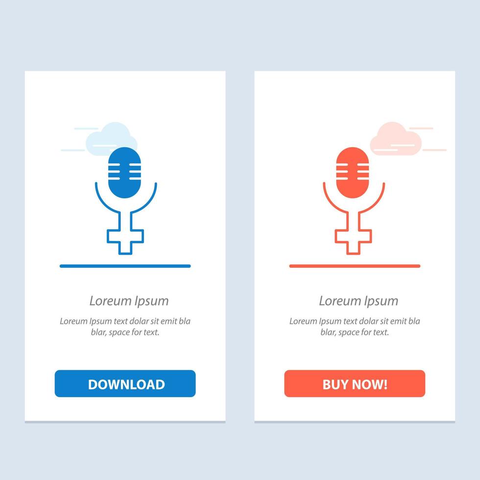 microphone enregistrer bleu et rouge télécharger et acheter maintenant le modèle de carte de widget web vecteur