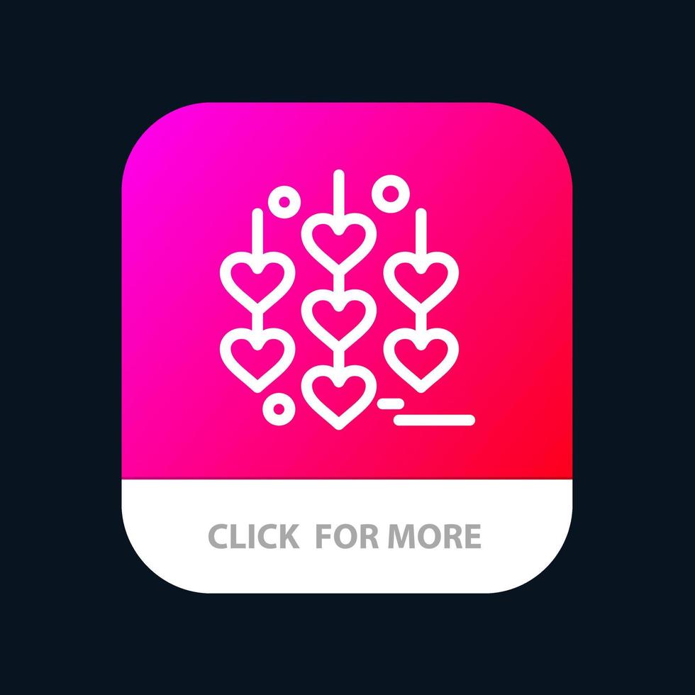 bouton de l'application mobile de la chaîne d'amour du coeur version de la ligne android et ios vecteur