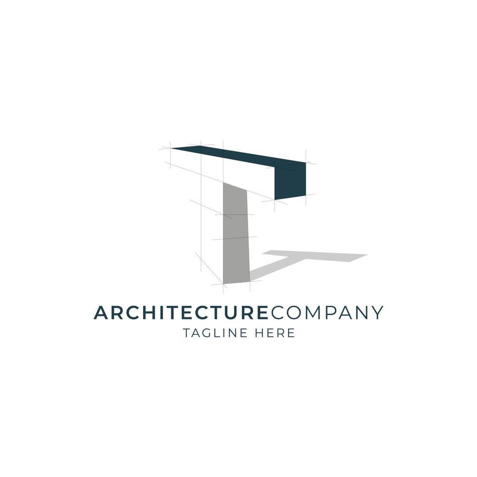 création de logo de construction avec la lettre t vecteur