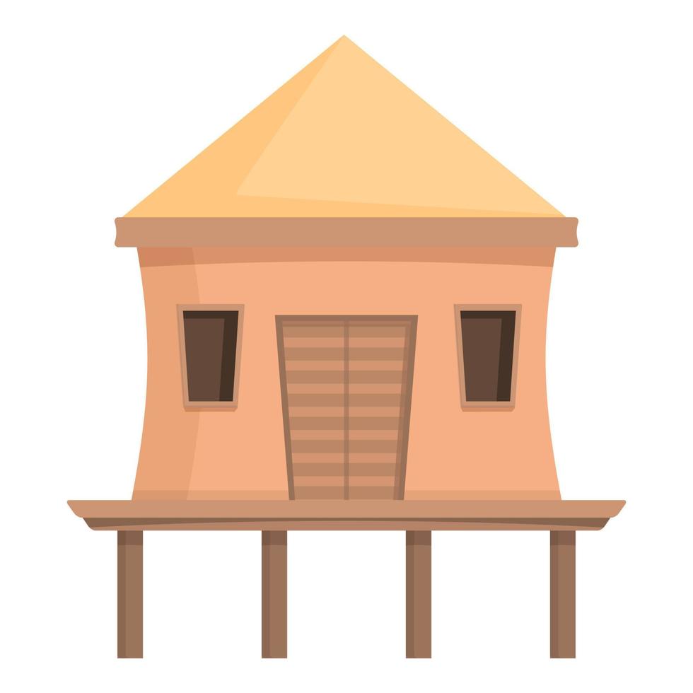 vecteur de dessin animé icône bungalow crépuscule. villa de la mer