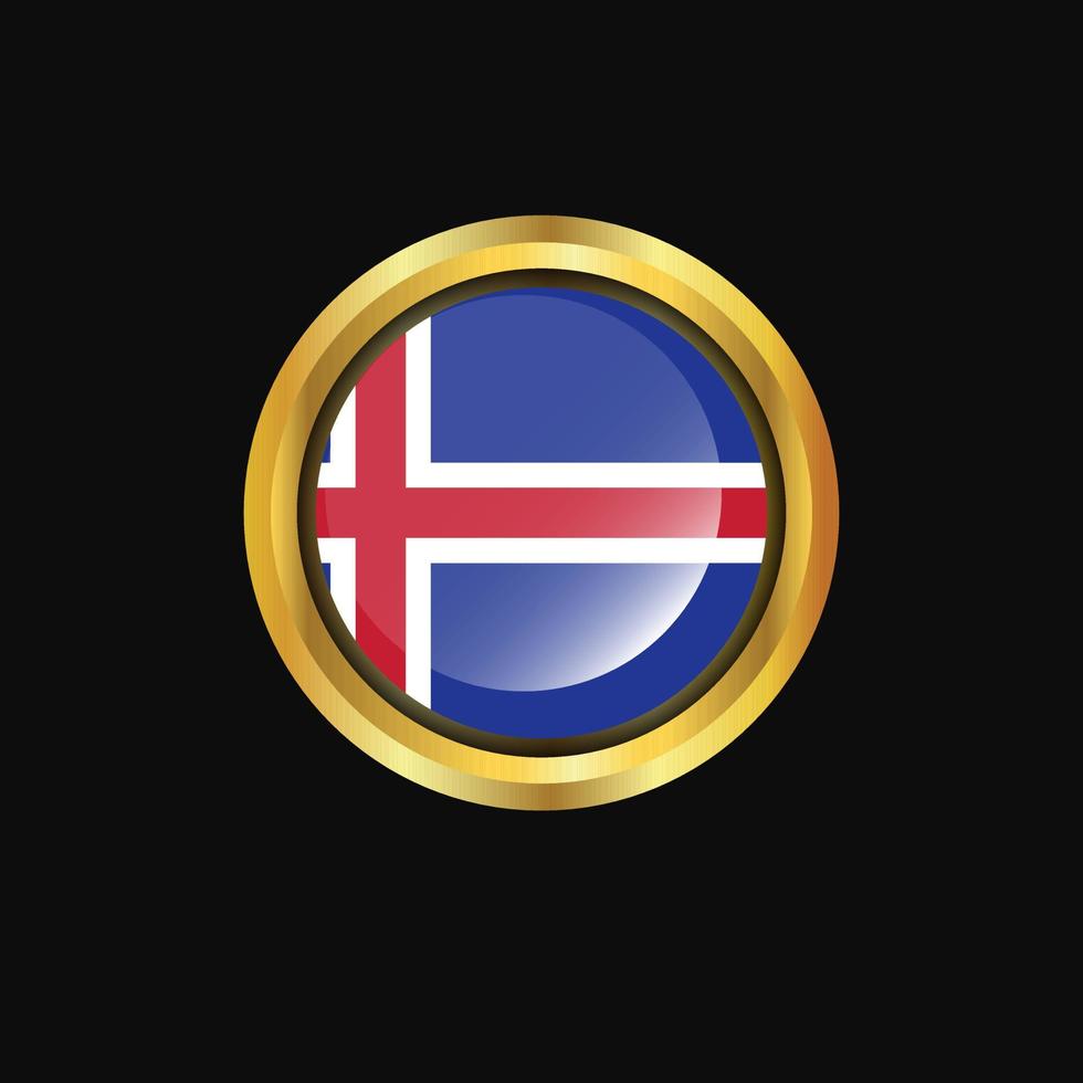 drapeau islande bouton doré vecteur