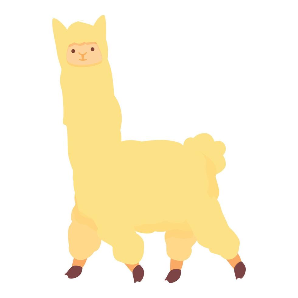 vecteur de dessin animé icône lama jaune. animal mignon