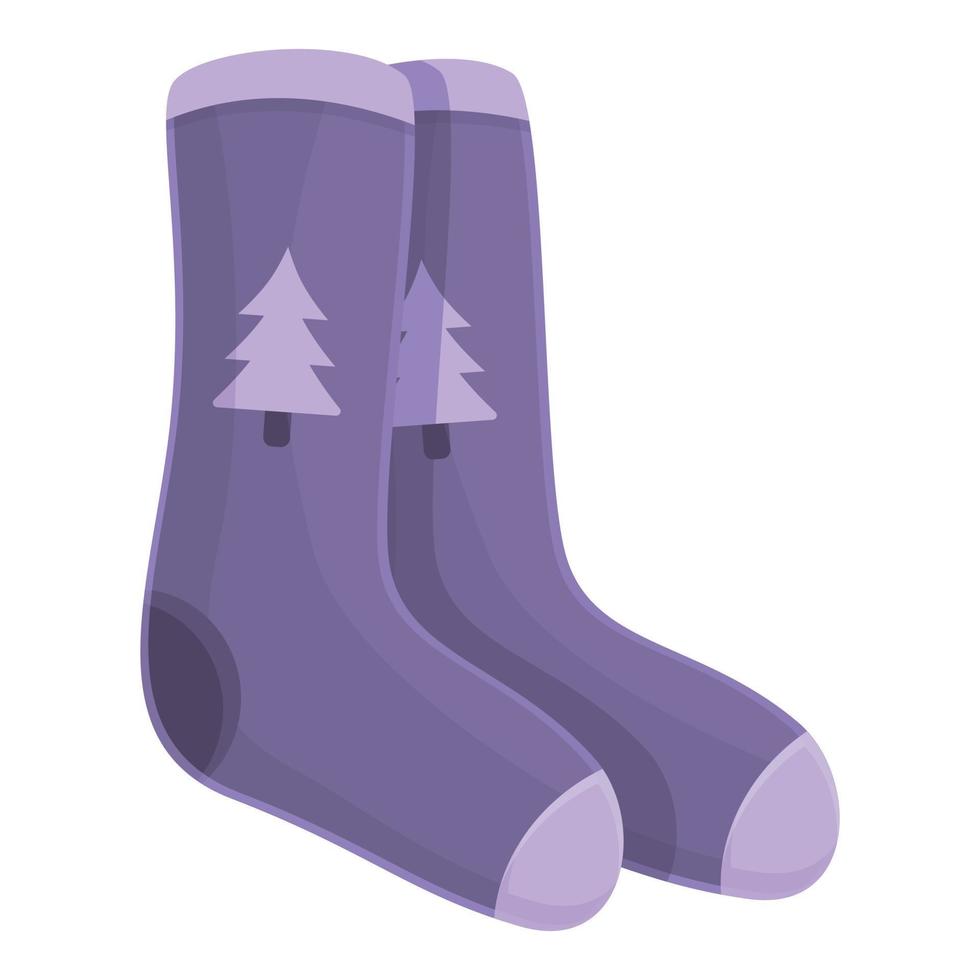 vecteur de dessin animé d'icône de chaussettes d'hiver violettes. jolie chaussette