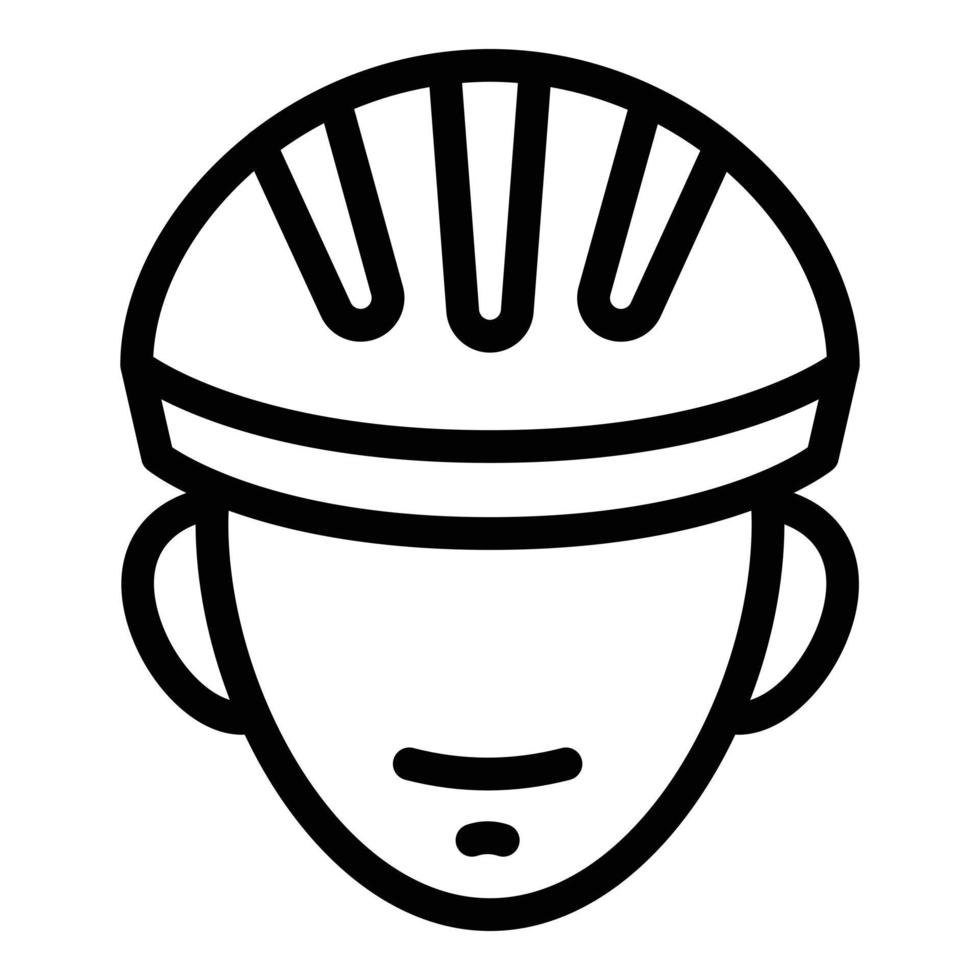 cycliste avec icône de casque, style de contour vecteur