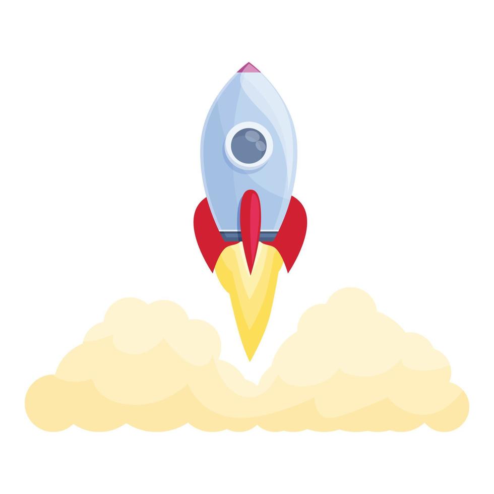 icône de lancement de vaisseau spatial cosmos, style cartoon vecteur