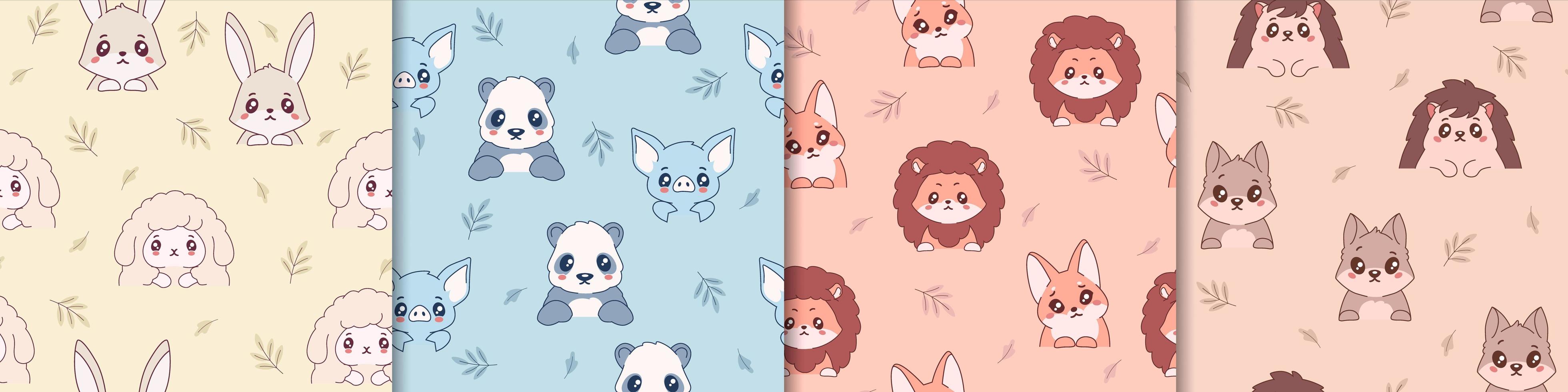 ensemble de motifs animaux mignons vecteur