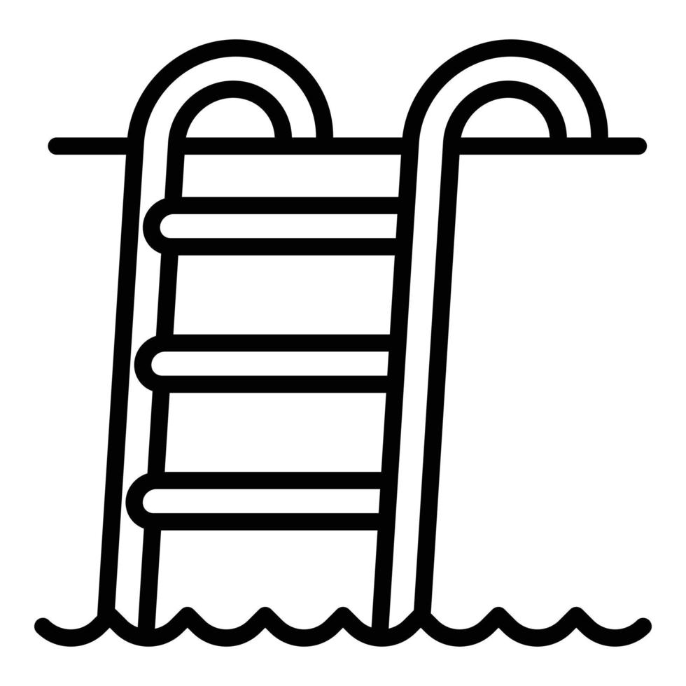 icône d'échelle de piscine en acier, style de contour vecteur