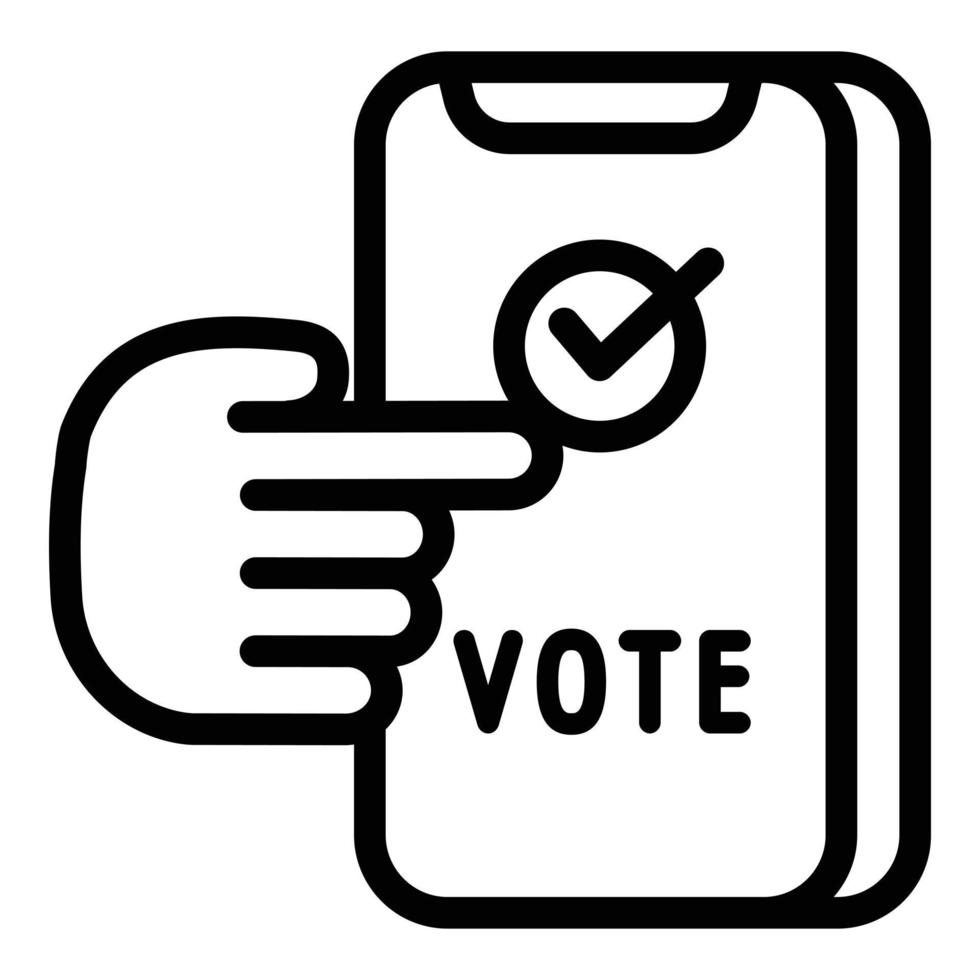 icône de vote en ligne pour smartphone, style de contour vecteur