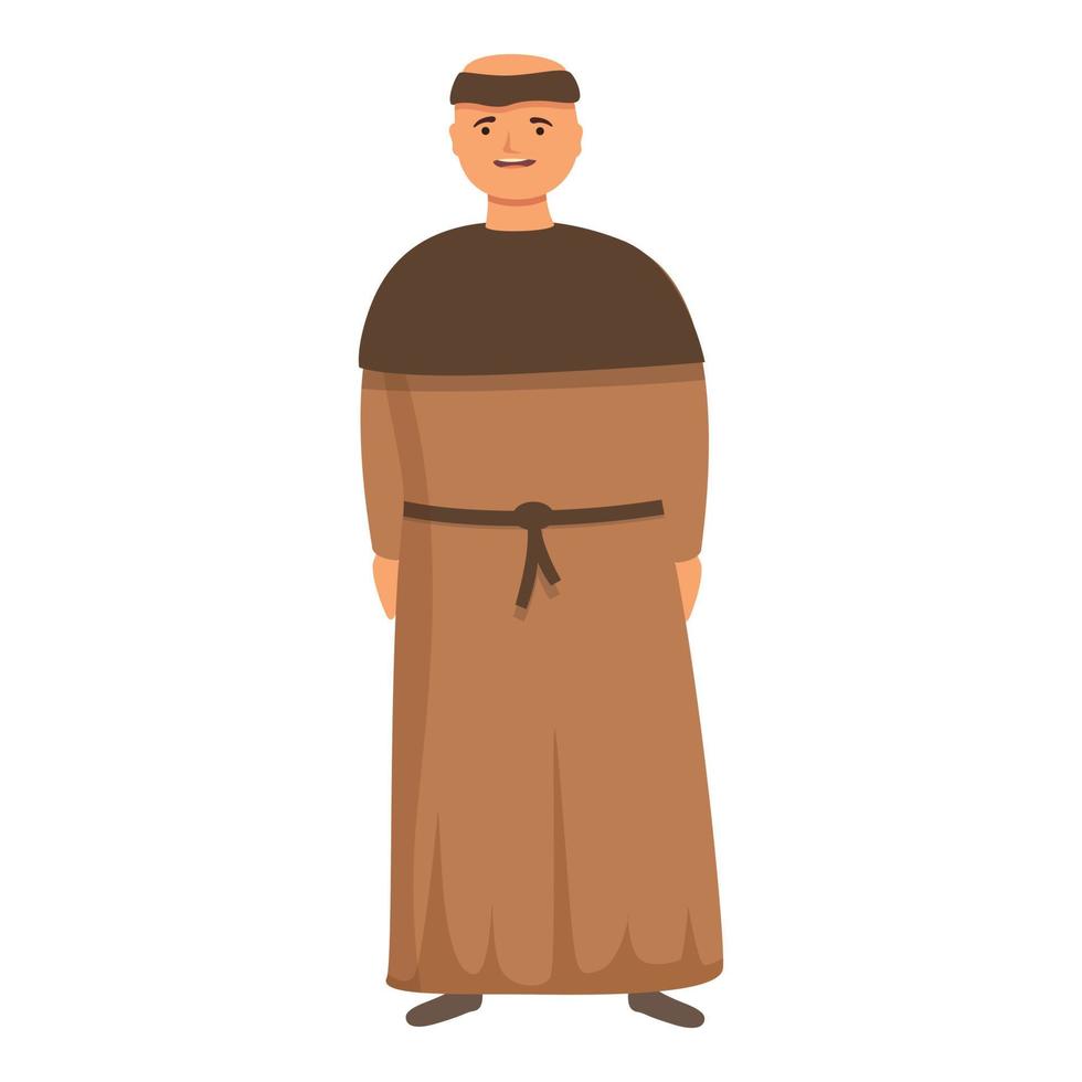 vecteur de dessin animé d'icône de moine médiéval. méditation du prêtre