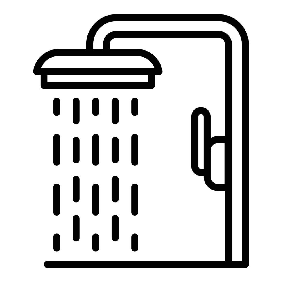 icône de douche de piscine, style de contour vecteur