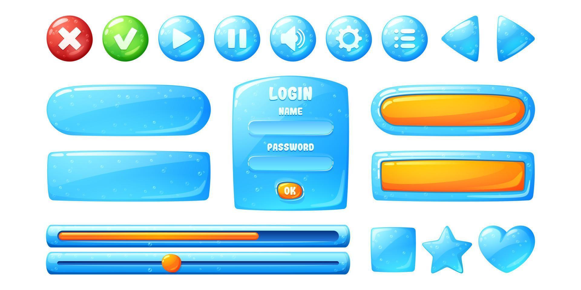 boutons avec texture de gelée bleue pour le jeu vecteur