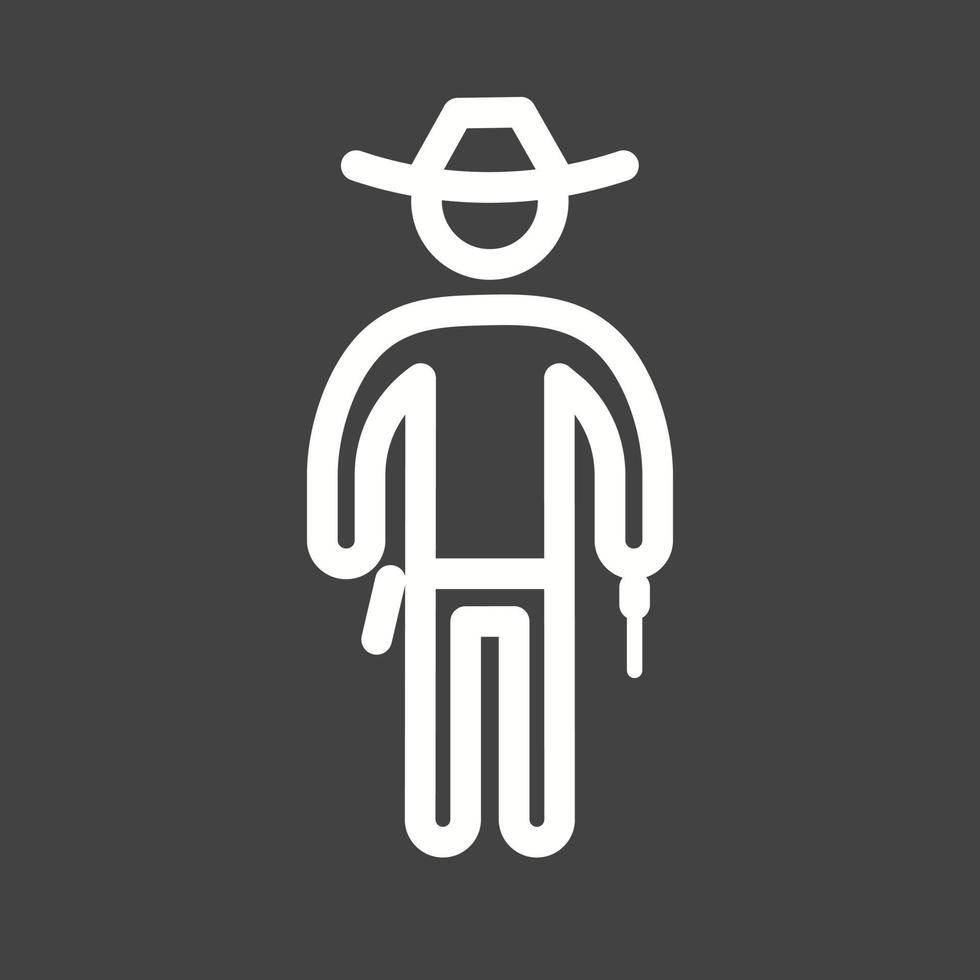 Cowboy avec l'icône inversée de la ligne des armes à feu vecteur