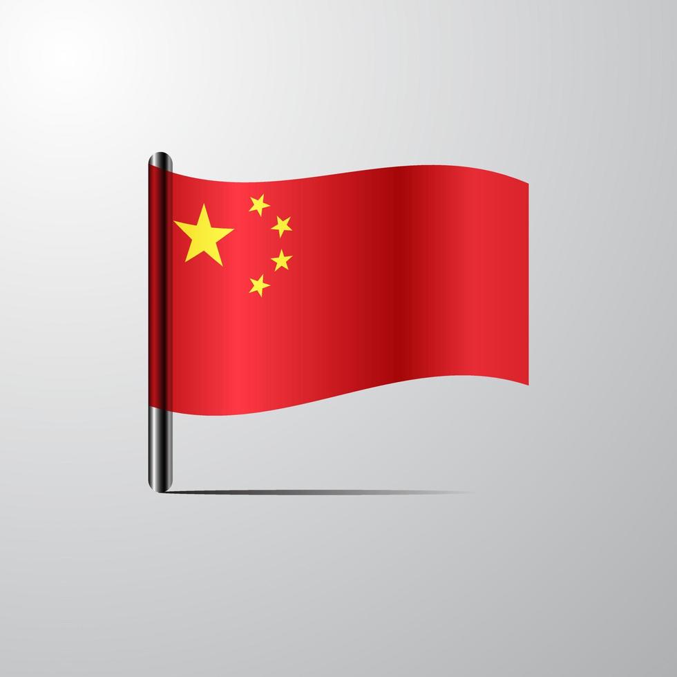 chine agitant le vecteur de conception de drapeau brillant