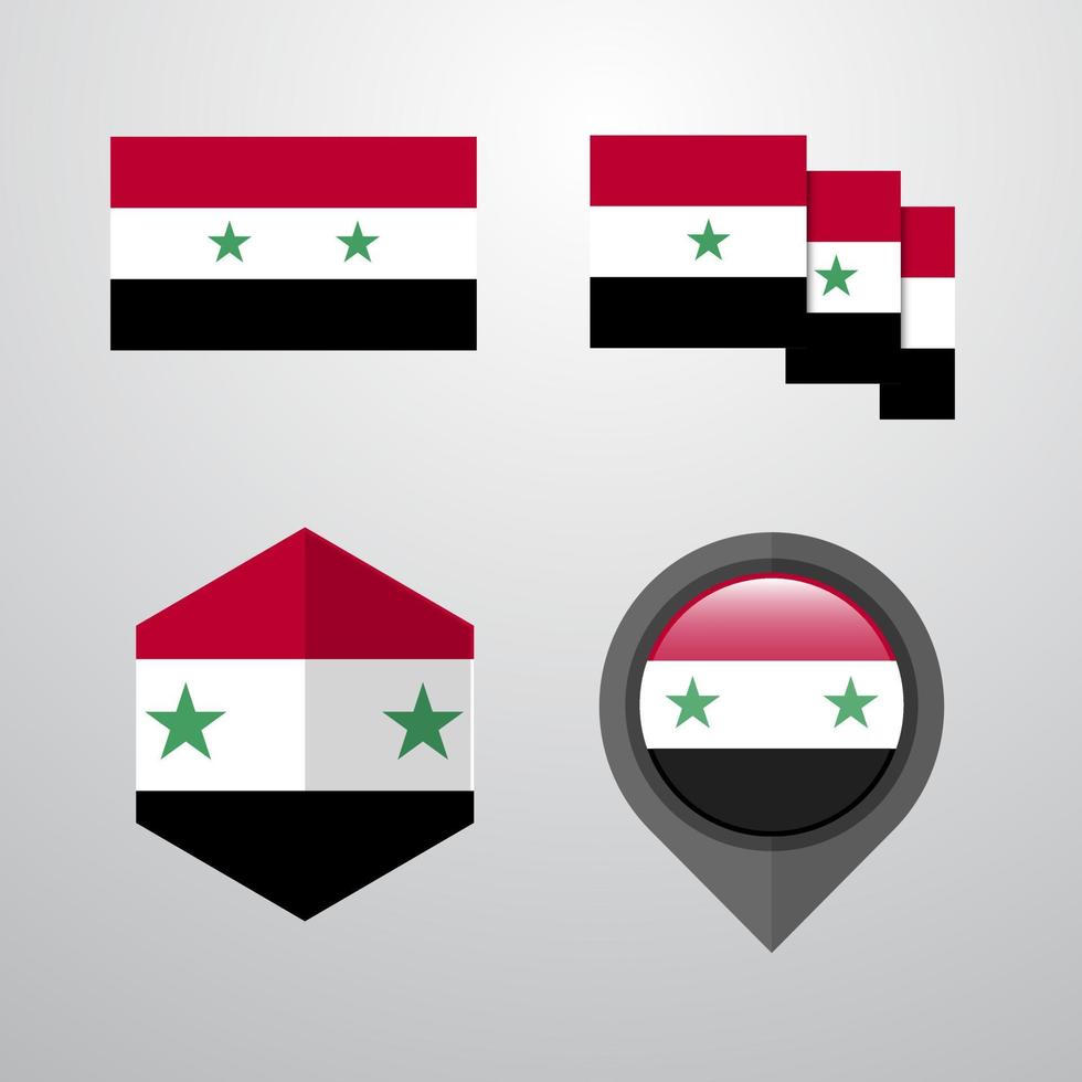 syrie, drapeau, conception, ensemble, vecteur