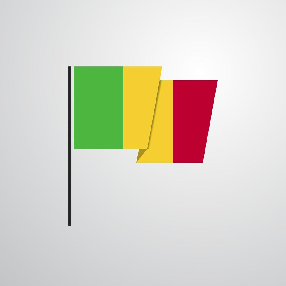 mali, agitant, drapeau, conception, vecteur