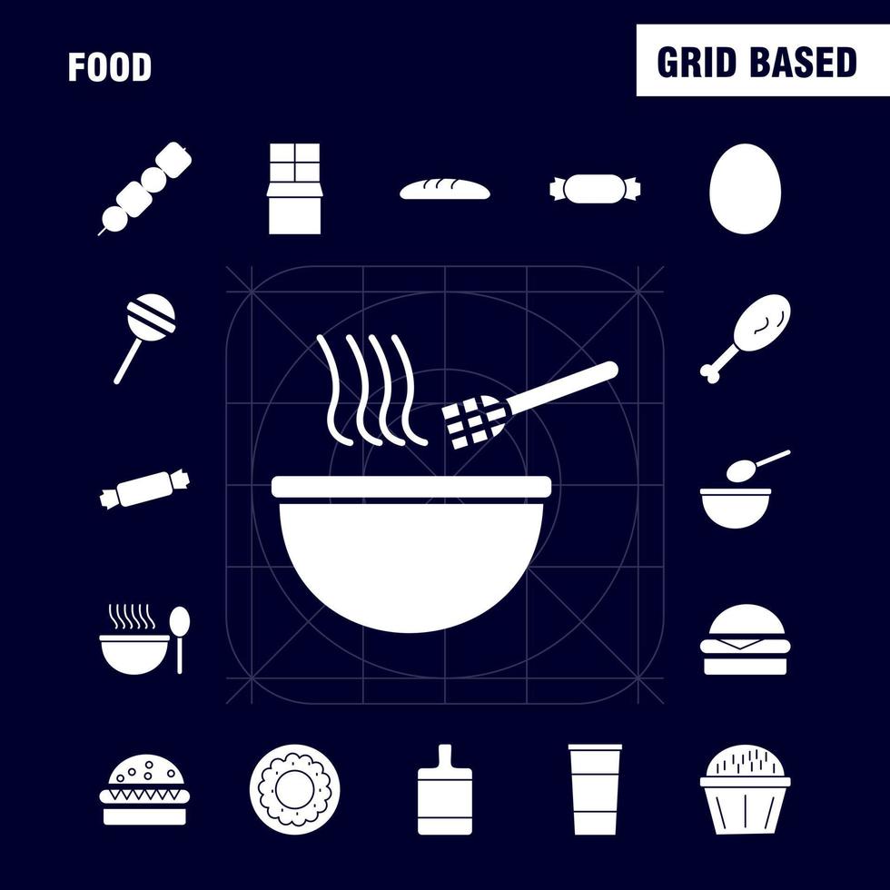 icônes de glyphe solide de nourriture définies pour l'infographie le kit uxui mobile et la conception d'impression comprennent un barbecue viande repas four cuisson nourriture repas collection infographie moderne logo et pictogramme vecteur